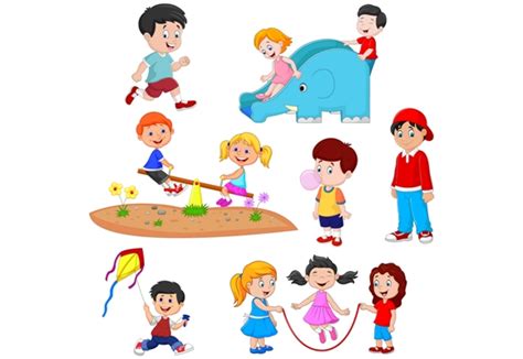 Cartoon Kids Playing Clipart Set Graphic Graphic by tigatelusiji ...