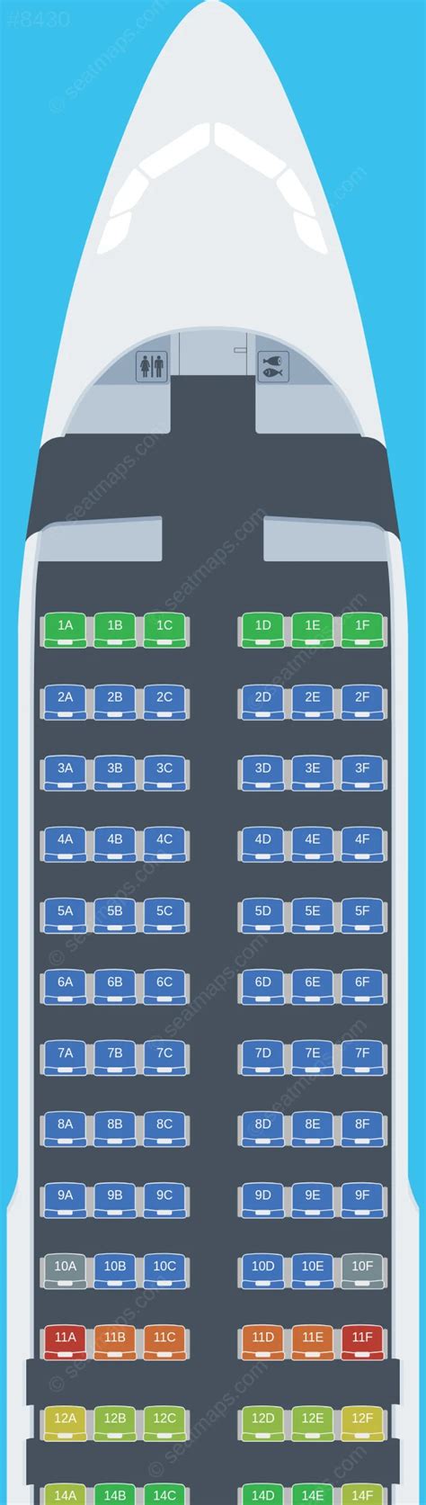 Seat map of Allegiant Air Airbus A320 aircraft