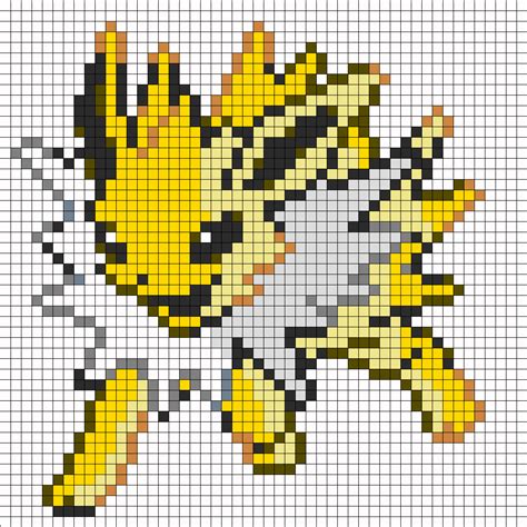 Jolteon Perler Bead Pattern | Bead Sprites | Characters Fuse Bead Patterns