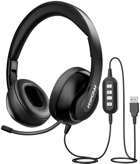 Mpow 3.5mm/USB Headsets, Foldable Computer Headset with Mute Function ...