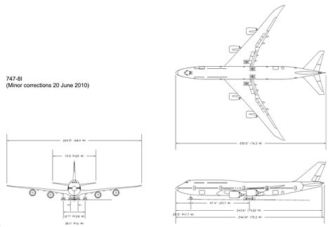 Boeing 747-8 Blueprint - Download free blueprint for 3D modeling