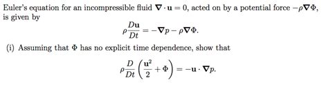 Euler's equation for an incompressible fluid - Mathematics Stack Exchange