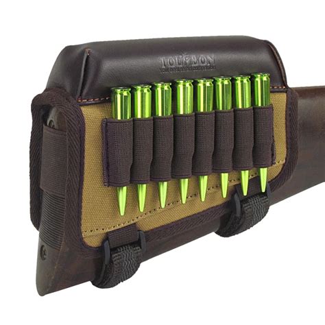 Tourbon Shooting Rifle Leather Canvas Cheek Rest Riser Pad With Ammo Cartridges Holder Carrier ...