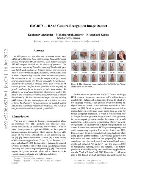 HaGRID - HAnd Gesture Recognition Image Dataset | DeepAI