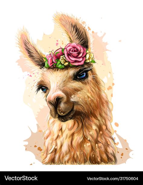 Lama alpaca sticker on wall Royalty Free Vector Image