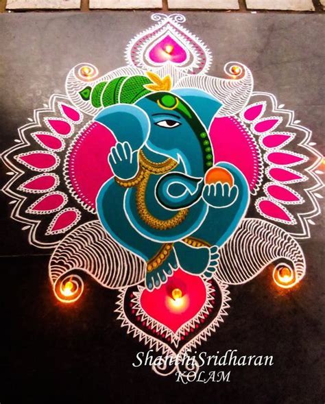 45 Latest Ganesh chaturthi/Vinayagar chaturthi Rangoli designs ...