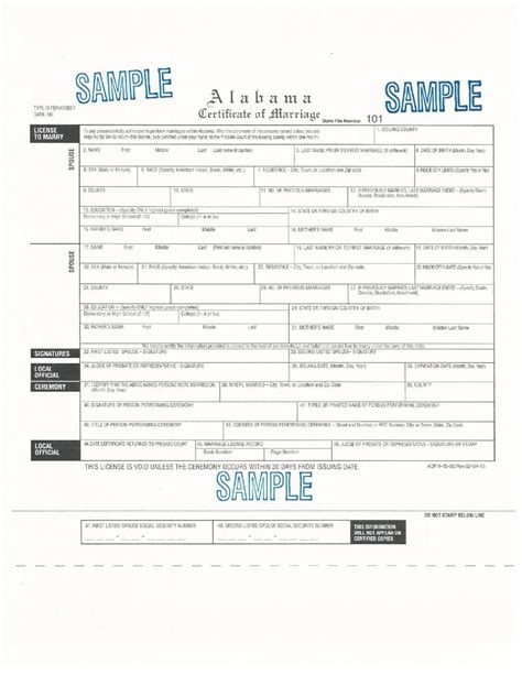 Sample of Alabama's revised marriage license form | | timesdaily.com