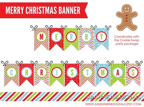 Printable Merry Christmas Banner Christmas Decoration