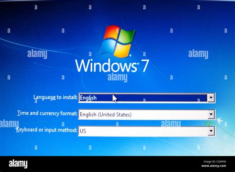 Windows 7 Install screen on a PC monitor screen England UK Stock Photo - Alamy