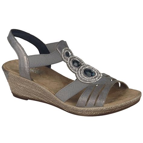 Rieker Womens 62459-40 Space Grey Elastic Sandals