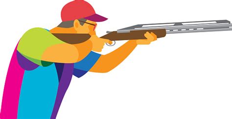 Clay Pigeon Shooting Young Athlete Stock Illustration - Download Image Now - iStock