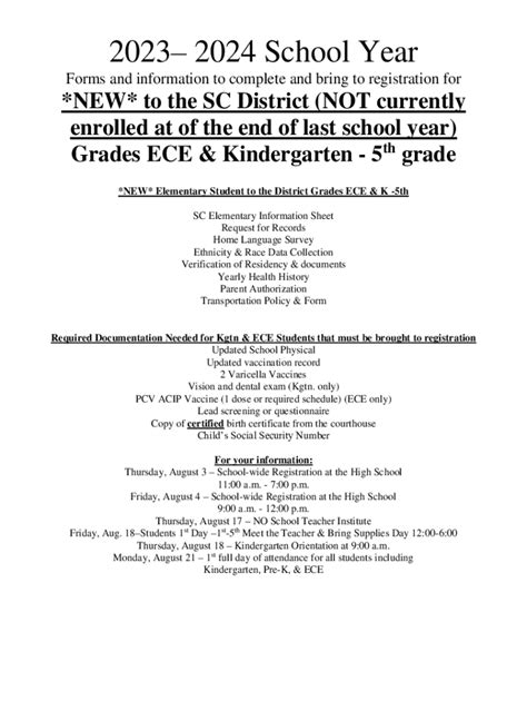 Fillable Online Register for School - Dorchester School District 2 Fax ...