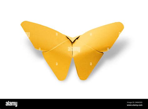 Yellow paper butterfly origami isolated on a white background Stock ...