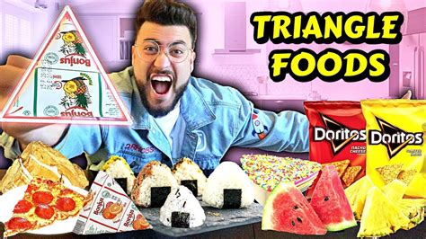 I Only Ate TRIANGLE SHAPED Foods For 24 HOURS !!! - YouTube