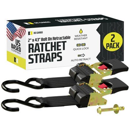 Dc Cargo 2in X 43in Bolt-On Retractable Ratchet Straps, 2PK 243RRBO-2 ...