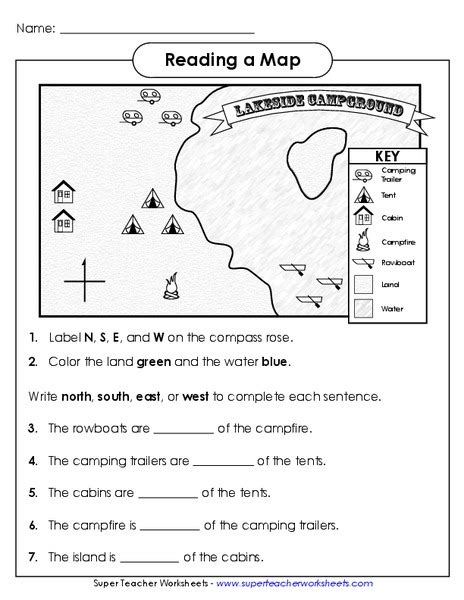 Reading a Map Worksheet for 1st - 3rd Grade | Lesson Planet