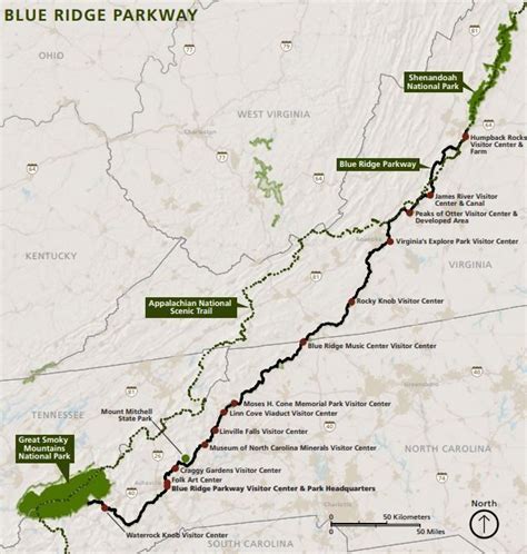 Blue Ridge Parkway Map, courtesy National Park Service | Blue ridge ...