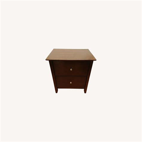 Dark Brown 2 Drawer Nightstand - AptDeco