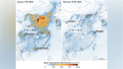 NASA images show a decrease in China's pollution related to coronavirus ...