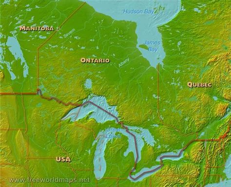 Physical map of Ontario