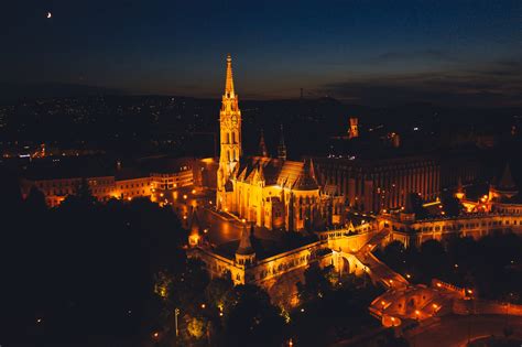 Castle Hill at night [drone], Hungary