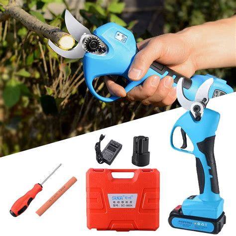 Electric Pruning Shears with Finger Protection, Cordless Pruner, 2Ah Rechargeable Lithium ...