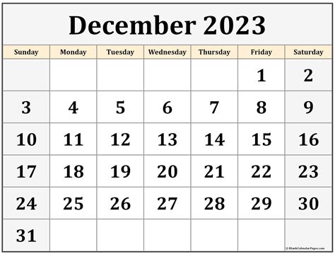 December 2023 Calendar Printable