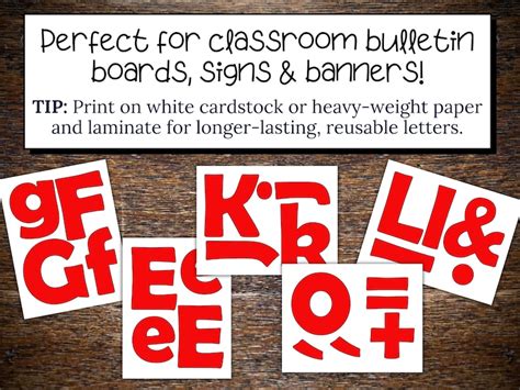 Red Bulletin Board Letter Set, Printable Digital Download for Teachers, DIY Class and Party ...