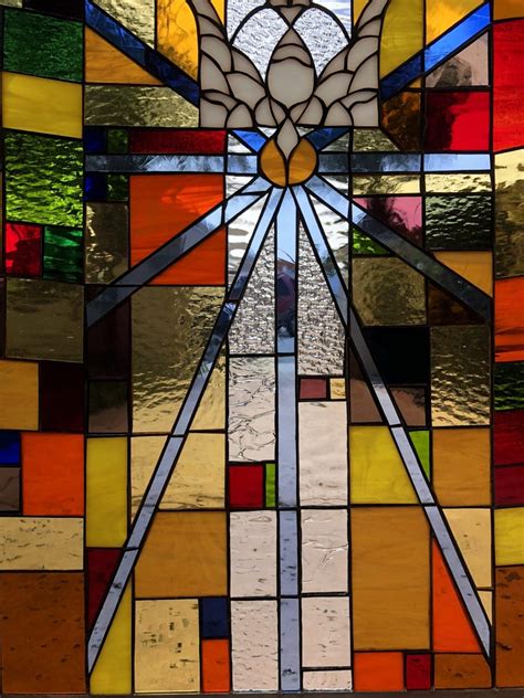 Colorful Church Stained Glass Window Panel