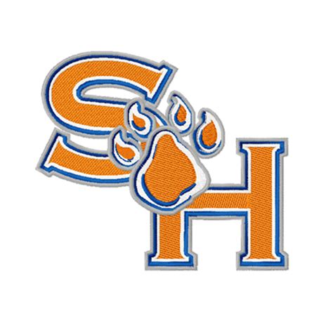 an orange and blue logo with the letter h in it's uppercases