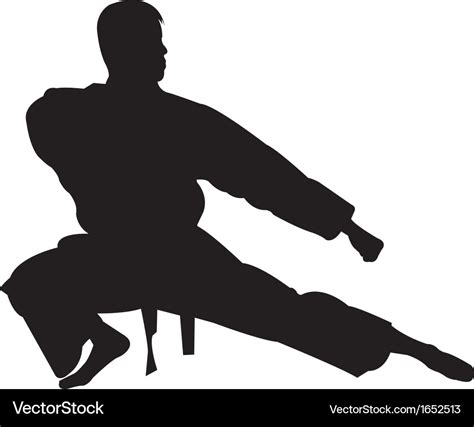 Karate man silhouette Royalty Free Vector Image