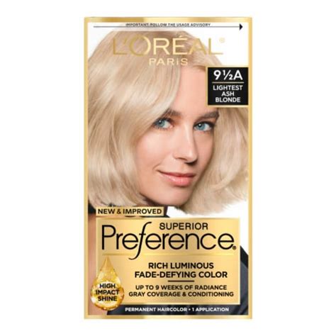 L'Oreal Paris Superior Preference 9.5A Lightest Ash Blonde Permanent Hair Color, 1.0 ct - Fry’s ...