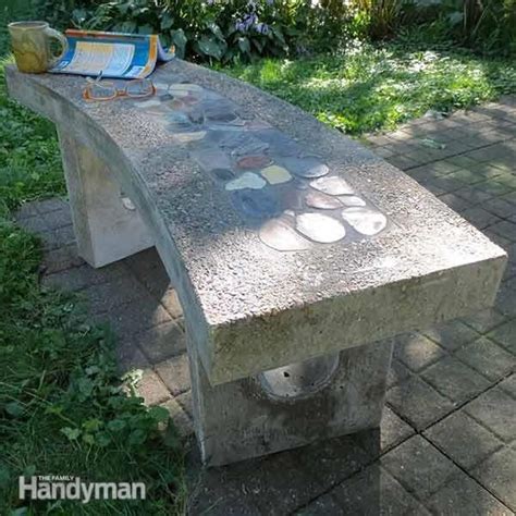 Stone Inlay Concrete Bench | The Family Handyman