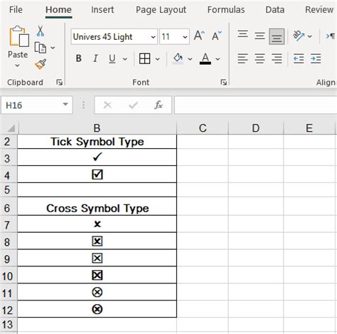 Inserting A Check Mark (Tick ) Symbol in Excel - Acuity Training