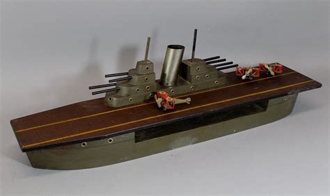 Antique WWII Folk Art Aircraft Carrier Ship Model The Wasp & Toy Airplanes, NR | Toy airplanes ...