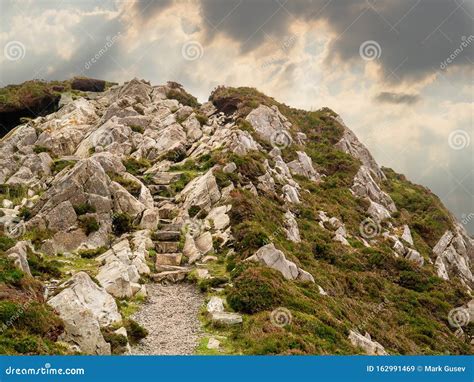 Path in the Mountains, Diamond Hill, Connemara National Park, County Galway Ireland, Cloudy ...