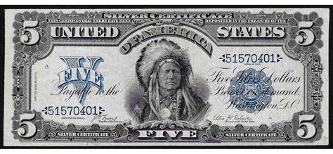 1899 $5 Indian Chief Silver Certificate Bank Note