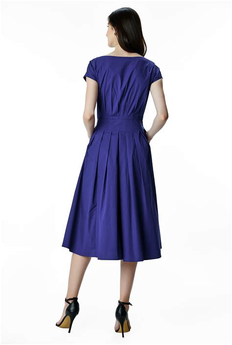 Shop Cotton poplin release pleat dress | eShakti