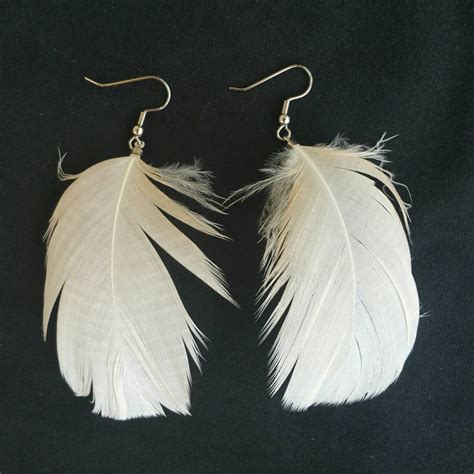 Small White Feather Earrings Cruelty Free by ABetterFeather