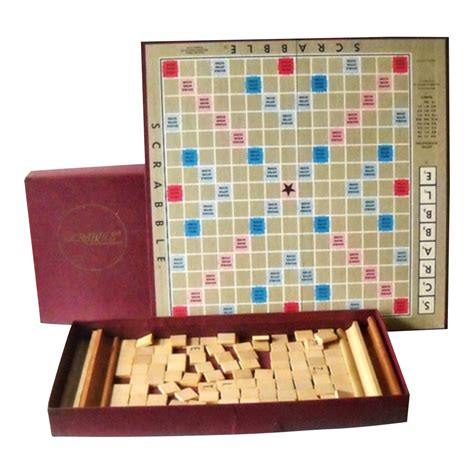 Vintage 1953 Scrabble Board Game Word Game in Dark Red Box | Chairish