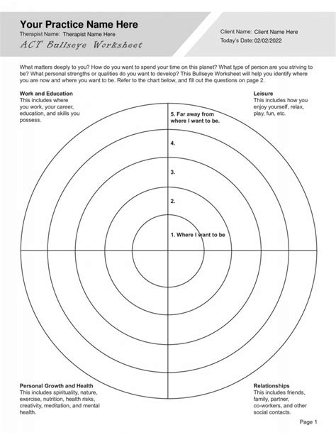 ACT Values Clarification Worksheet PDF