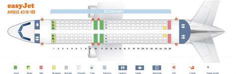 Seat map Airbus A319-100 Easyjet. Best seats in the plane