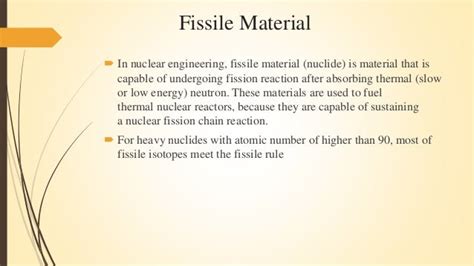 Nuclear power plant fissile & fertile material