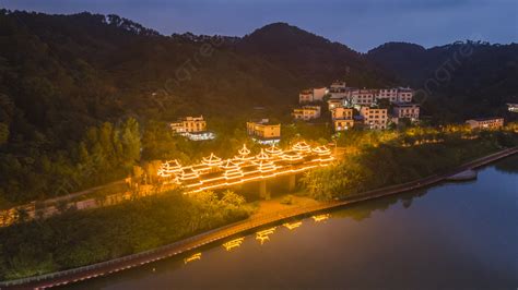 City Night Liuzhou Fengyu Bridge Riverside Drone Photography Map With Pictures Background And ...