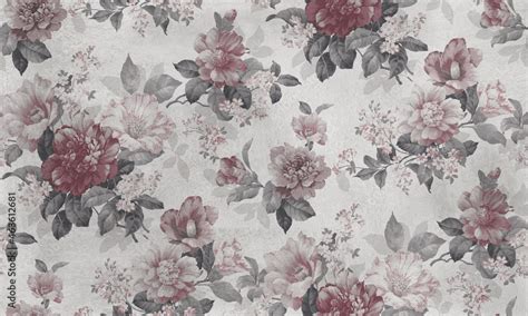 Seamless pattern with pink flowers and leaves. Floral pattern for ...