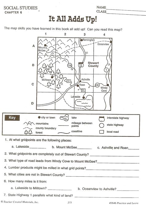 Grade 4 Geography Grid Map Skills Worksheets