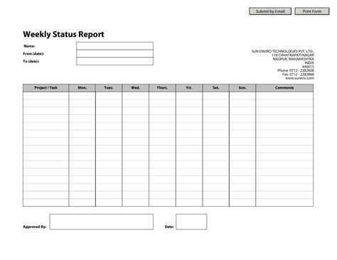Free Weekly Status Report Template Web Weekly Report Templates Word. - Printable Templates Free