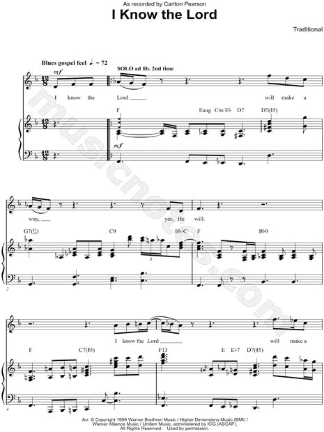 Carlton Pearson "I Know the Lord Will Make a Way Somehow" Sheet Music ...