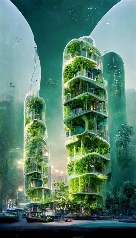 AI envisions futuristic sustainable city with biophilic skyscrapers