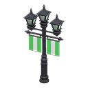 Street lamp with banners - Black - Green | Animal Crossing (ACNH) | Nookea